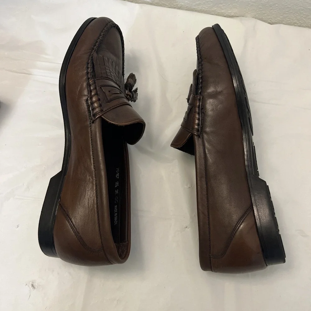 Florsheim Mens 9.5 3E EEE Dk Brown Double Tasseled Leather Loafers 70167 Kiltie